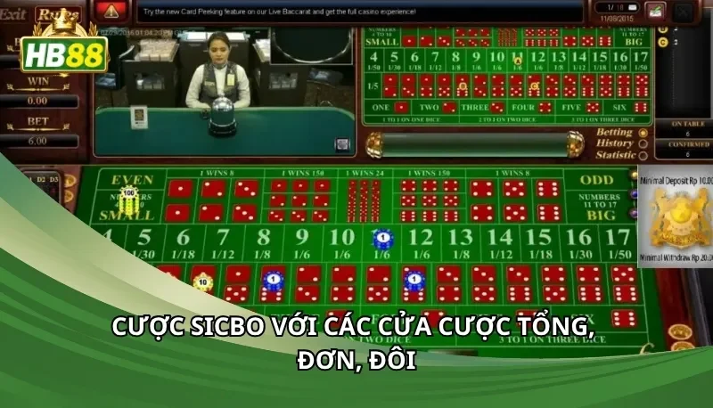 Cược Sicbo với các cửa cược tổng, đơn, đôi